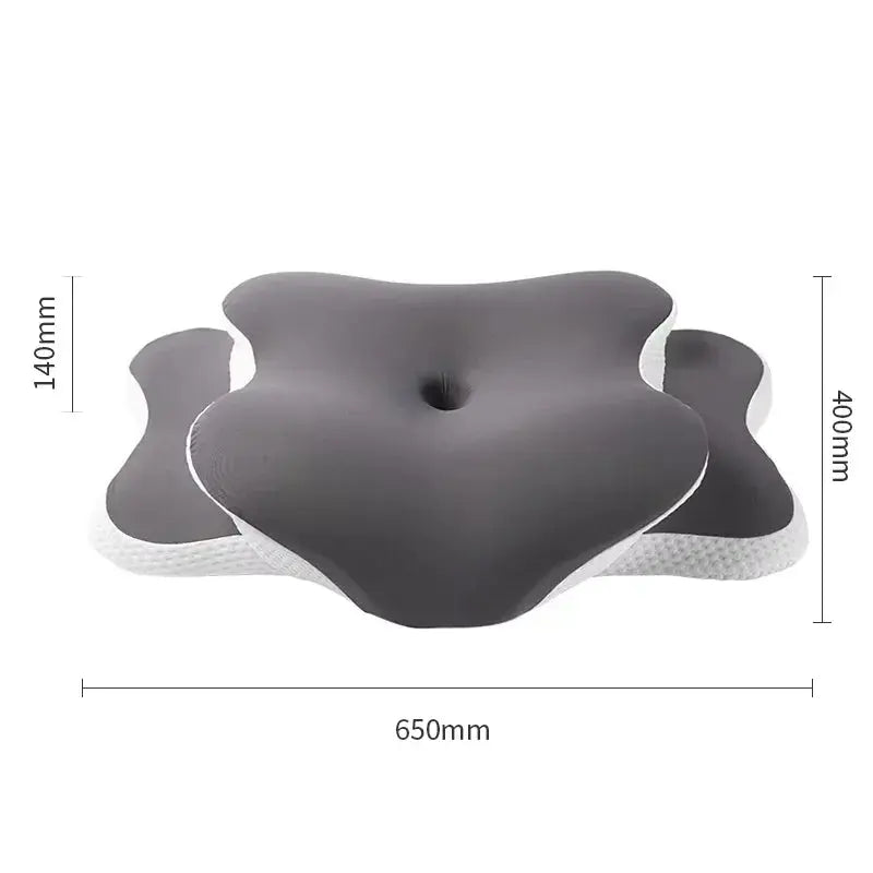 Ergonomic orthopedic pillow with contour design and size measurements for neck and back support
