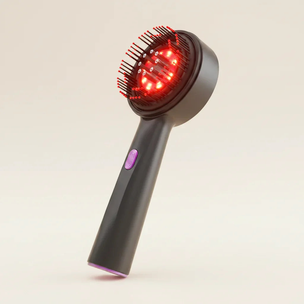 Red light scalp massager with bristles for hair and head relaxation