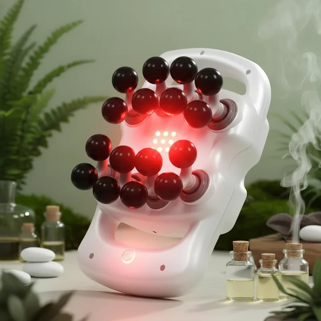 16 Head Massager Gun_red light function_white