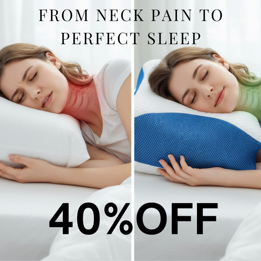 DreamSpine Cervical Pillow vs regular pillow comparison – woman sleeping peacefully with perfect neck and spine alignment on contoured orthopedic cervical pillow, 40% off Black Friday sale 2025