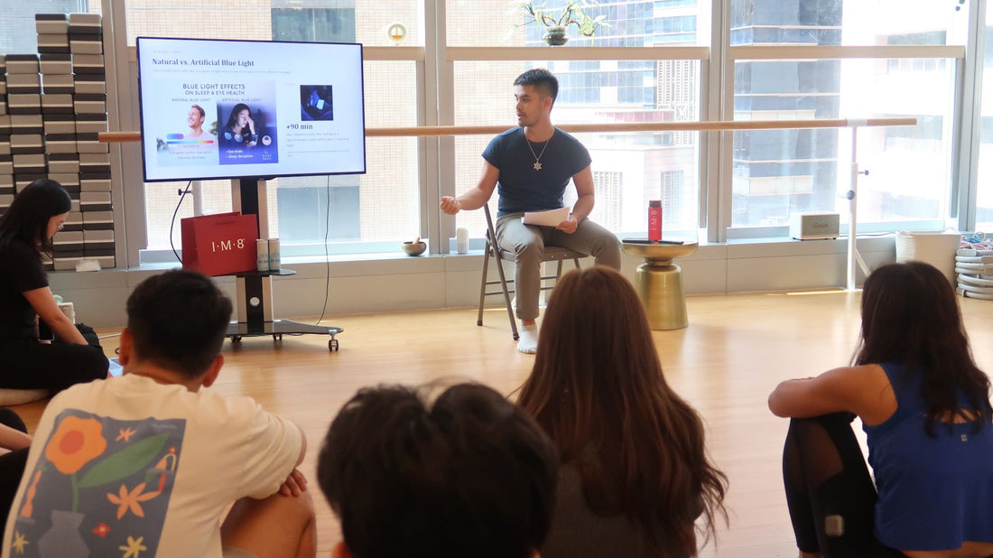 Founder David Luo speaking on natural versus artificial blue light to the audience at the ATLAS Nervous System Reset Summit in Hong Kong