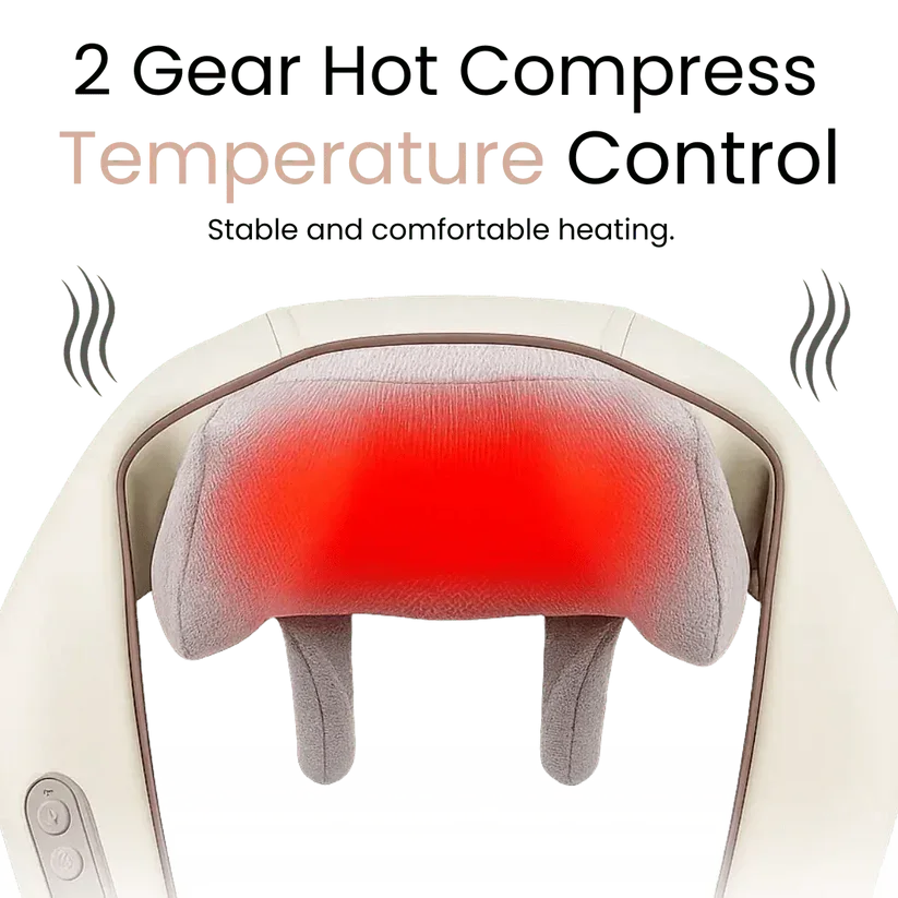 DreamPulse Neck and shoulder massager with 2 gear hot compress temperature control and soft gray fabric