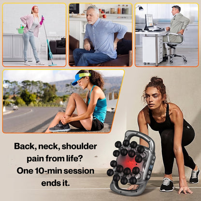 DreamRevive 16-head heated massager relieves back pain caused by chores, aging, office work, and exercise