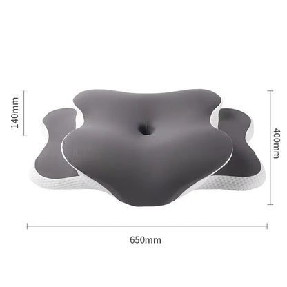 Ergonomic orthopedic pillow with contour design and size measurements for neck and back support