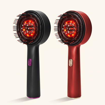 Black & Red Scalp Massagers — Warm Off-White Background