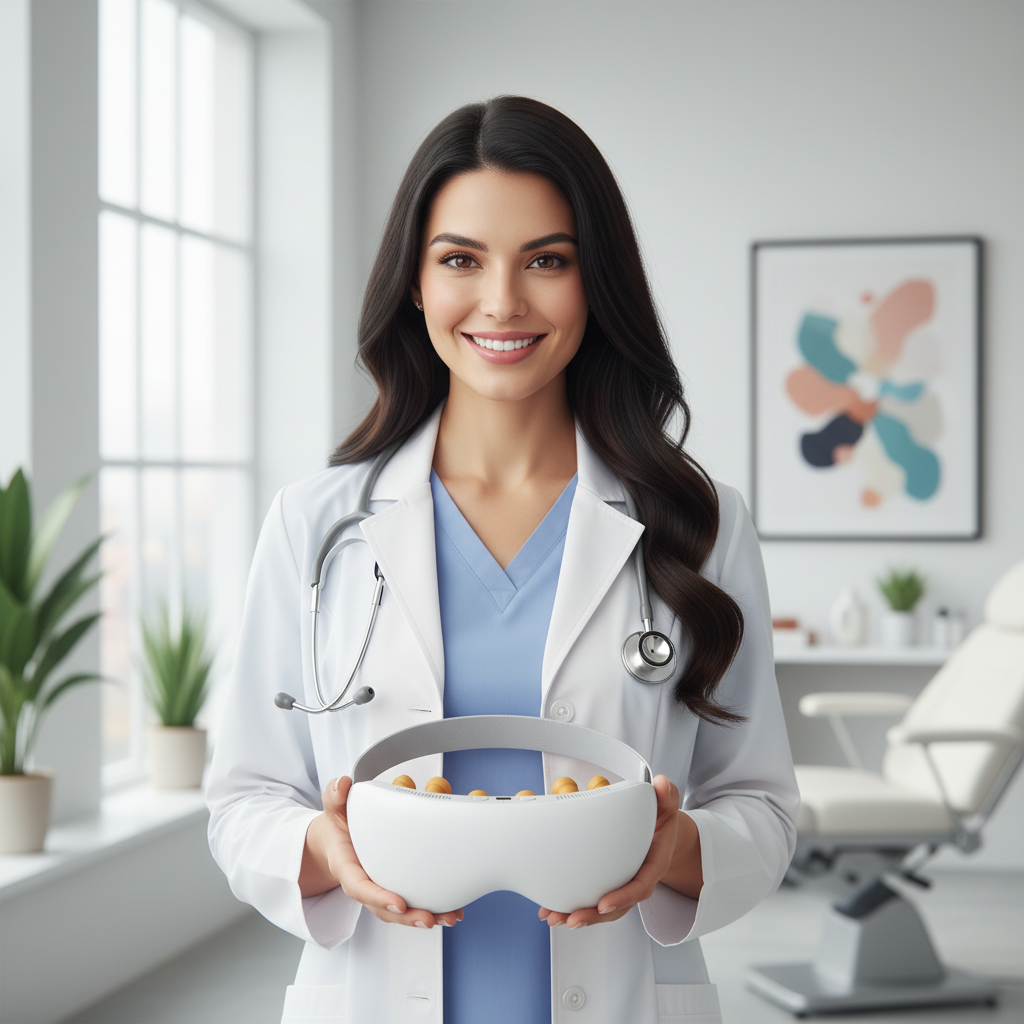 Doctor recommending eye massager