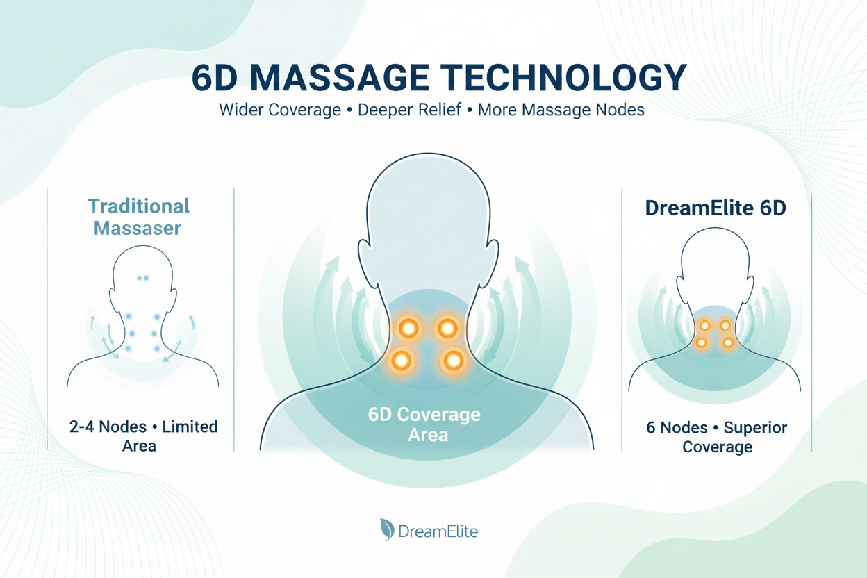 DreamElite 6D Massage Coverage Infographic