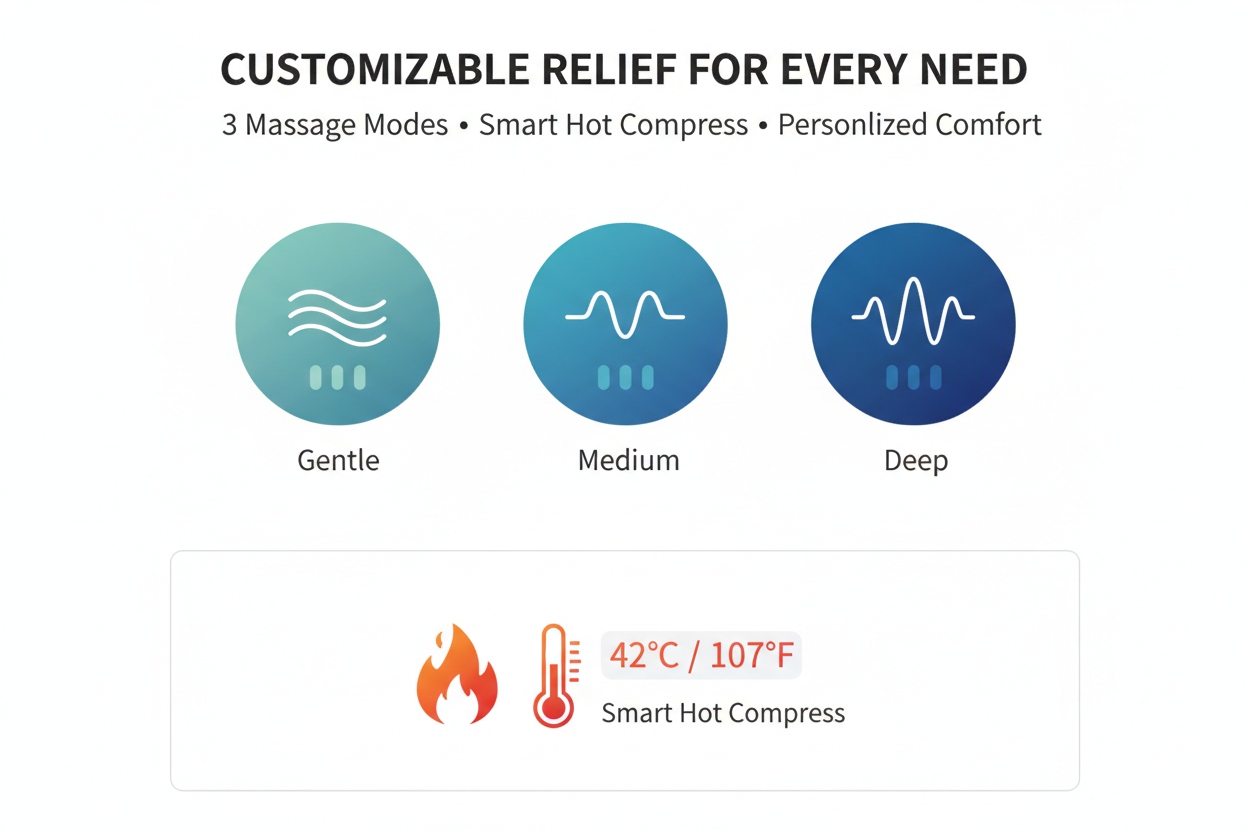 DreamElite Smart Heat and Massage Modes Infographic