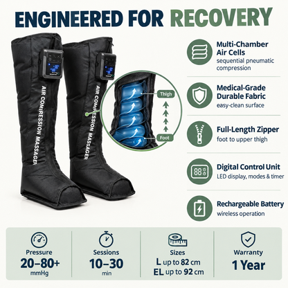 What's inside Dream Restore Pro: multi-chamber air cells, durable fabric, full-length zipper, LED control unit, battery
