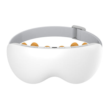 White electric eye massager with adjustable strap and acupressure nodes for relaxation