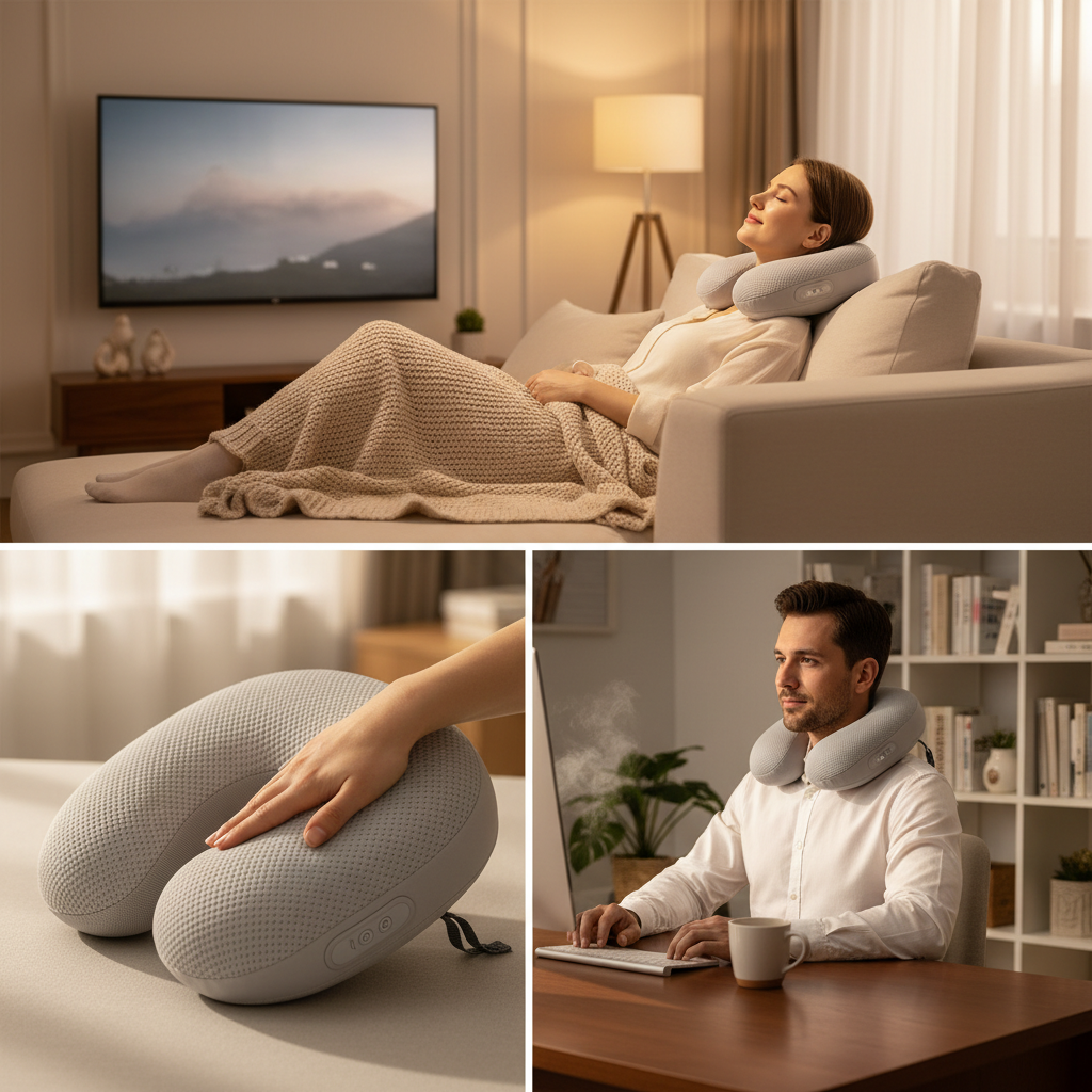 generate product image according to this review "I use this not only when traveling, but also when working from home or watching TV. It helps release tension in my neck and shoulders and feels incredibly relaxing."
