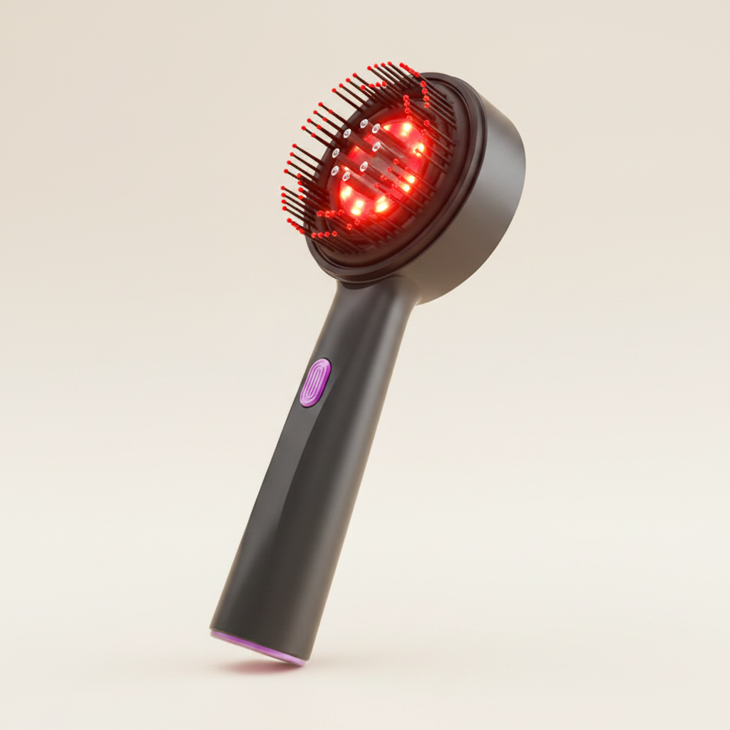 Gray Scalp Massager — Warm Off-White Background