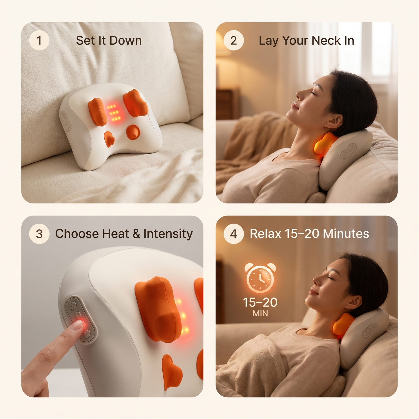 DreamRelief Neck Massager (White Orange) - How to Use