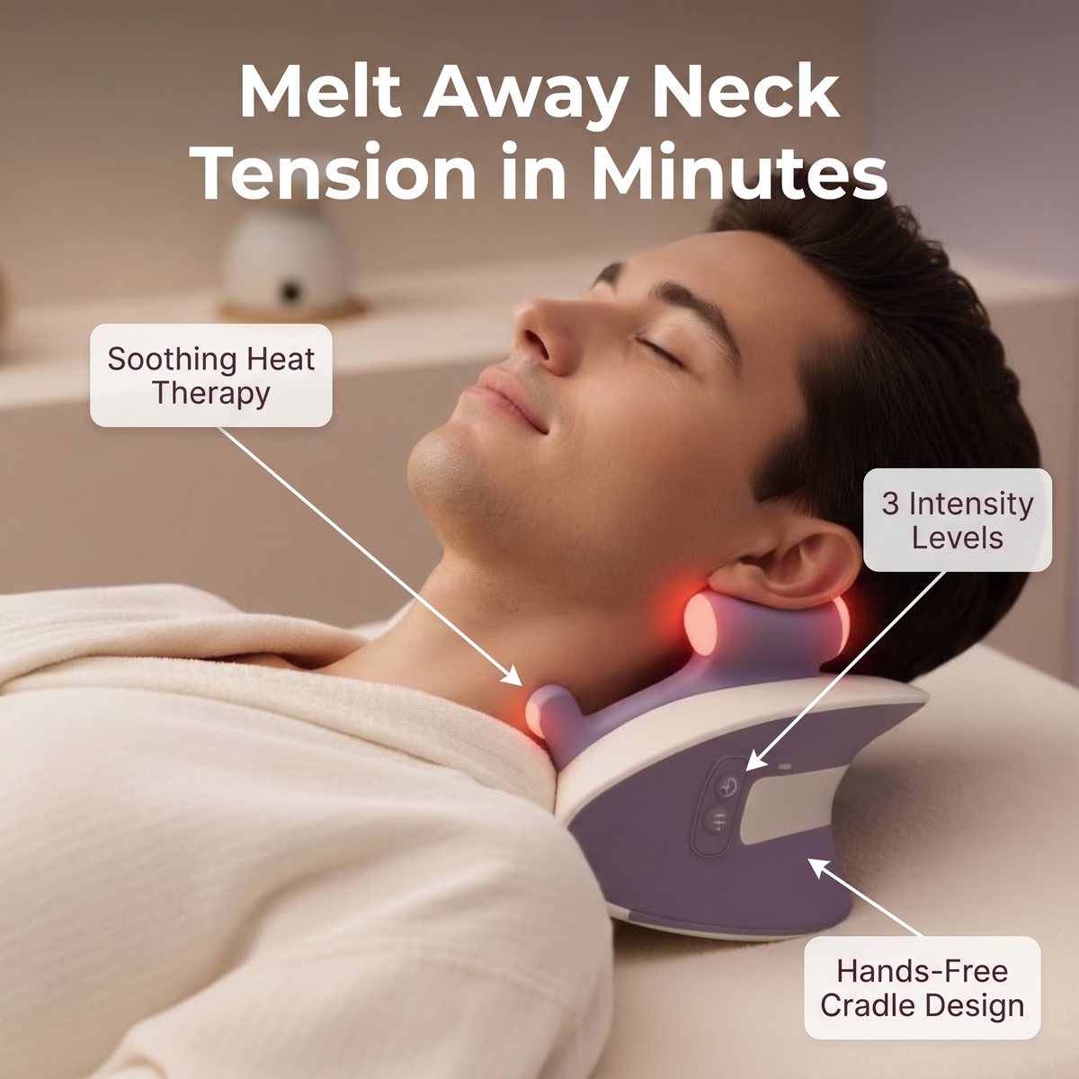 DreamRelief Upgraded Neck Massager - Spa Benefits Infographic