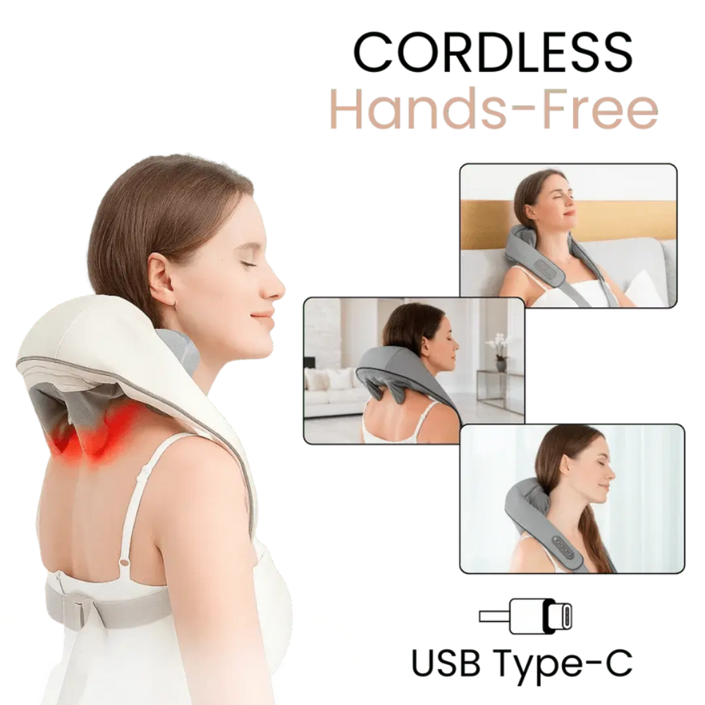 Dreampulse™ Shiatsu Neck Massager with Heat – Cordless & Full-Body
