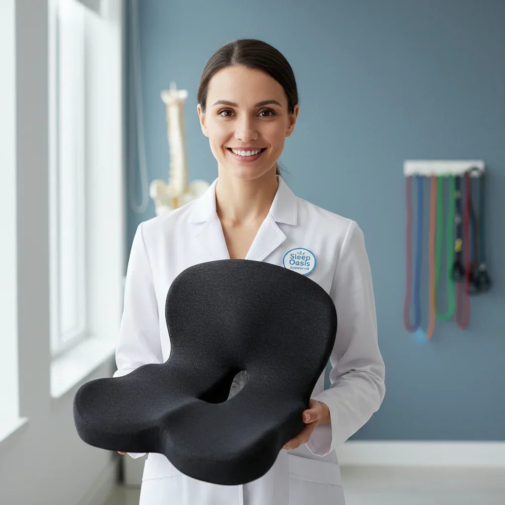 Memory Foam Seat Cushion – Coccyx & Sciatica Pain Relief – Sleep Oasis