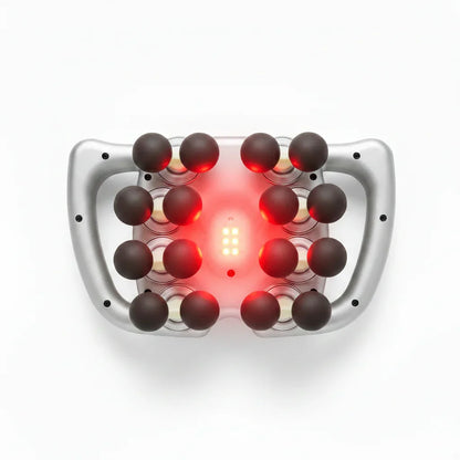 Black_16-Head Massager Front View with Vivid Red LED